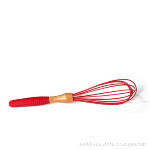 Food-grade Silicone Kitchen Red with Wooden Handle, Food Safe